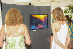Allison Woodward Art opening reception at the Ram's Head Inn in Shelter Island on