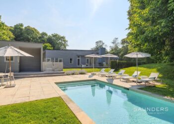 Shelter Island Modernist Home in Greenlawns with Pool and Guest House