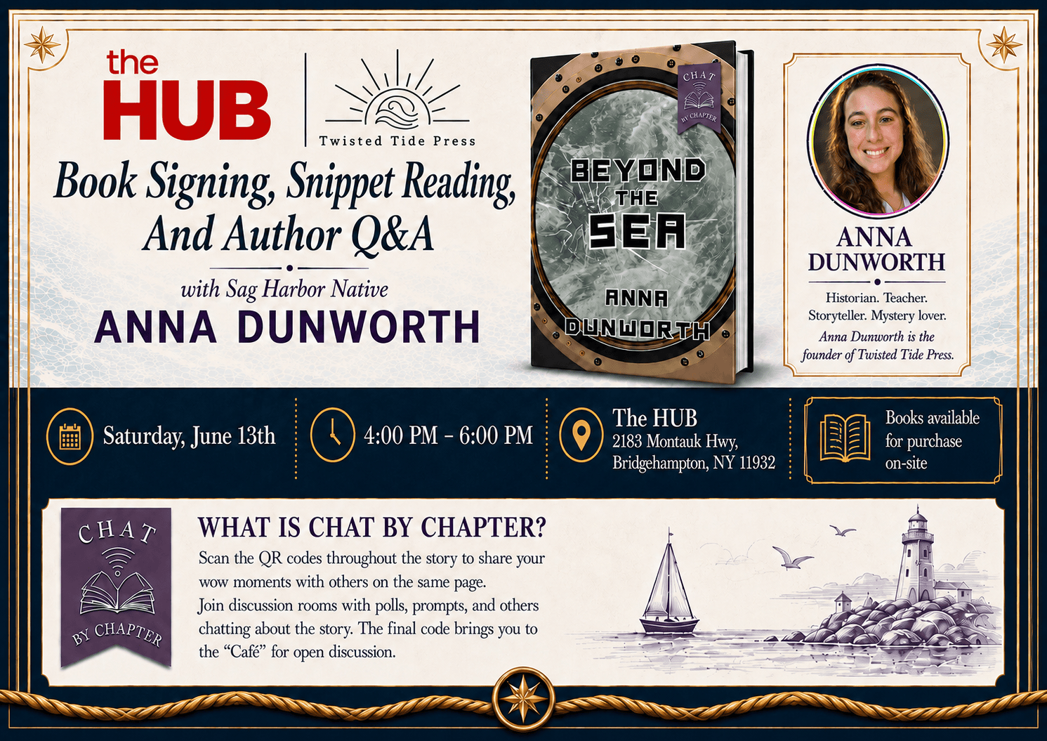 The HUB x Book Signing and Author Q&A with Sag Harbor Native Anna Dunworth