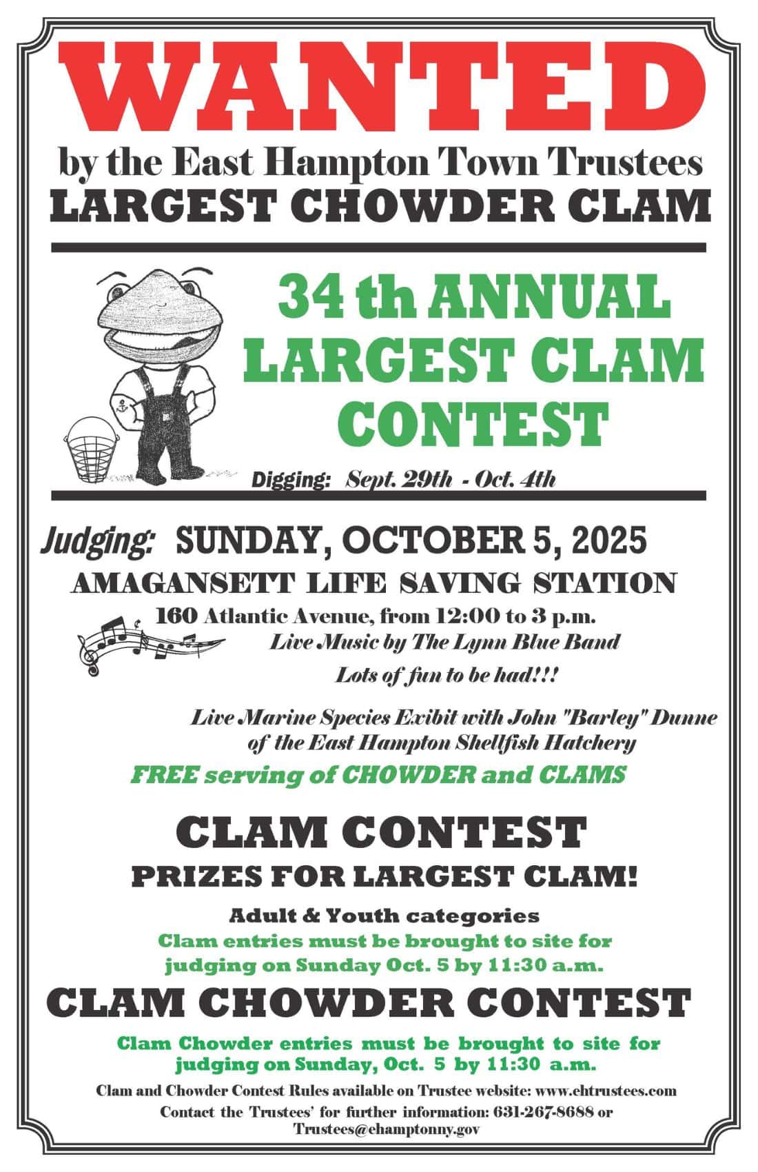 The East Hampton Town Trustees’ 34th Annual Largest Clam Contest